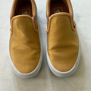 Vans Off The Wall  Gold Metallic Slip-Ons Shoes Women's Size 7